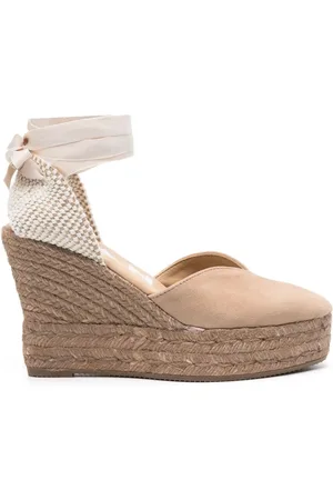MANEBI Hamptons Suede Heart-shaped Wedge Espadrilles
