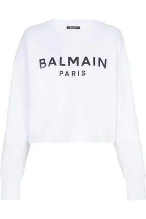 Balmain Logo Organic Cotton Cropped Sweatshirt