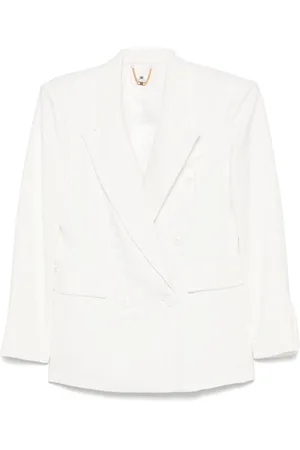 Elisabetta Franchi Linen Blend Double-breasted Jacket