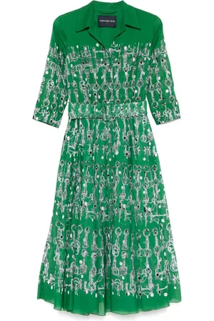 SAMANTHA SUNG Aster Printed Cotton Shirtdress