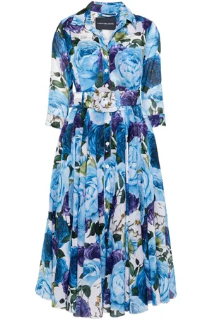 SAMANTHA SUNG Aster Printed Cotton Shirtdress