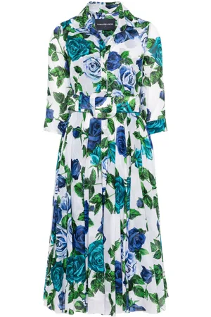 SAMANTHA SUNG Aster Printed Cotton Shirtdress