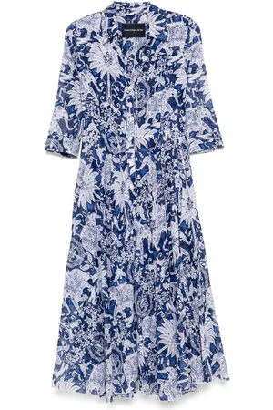 SAMANTHA SUNG Aster Printed Cotton Shirtdress