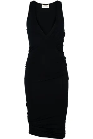 Saint Laurent V-necked Sleelvess Dress