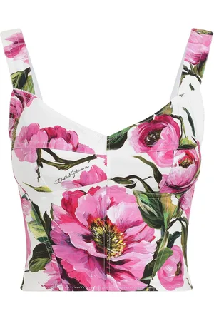 Dolce & Gabbana Printed Cotton Bustier Top