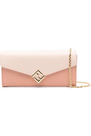 Fendi Ff Diamonds Leather Wallet On Chain