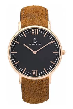 Kapten & Son Horloge black brown vintage leather campus 4251145223571