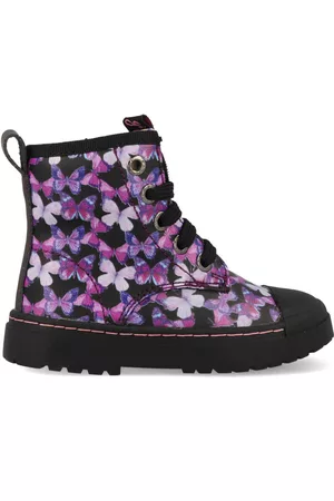 Shoesme Boot biker black pink butterfly sw21w011-a zwart