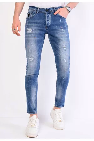 Local Fanatic Broek met verfspatten slim fit 1063