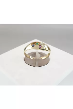 Christian Gouden ring met saffier, robijn en smaragd