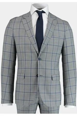 Bos Bright Blue Scotland blue kostuum d8 milano slim fit kostuum 191028to05sb/940 grey