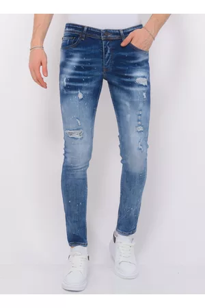 Local Fanatic Paint splatter stonewashed jeans mens slim fit