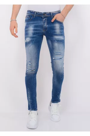 Local Fanatic Blue ripped stretch jeans slim fit