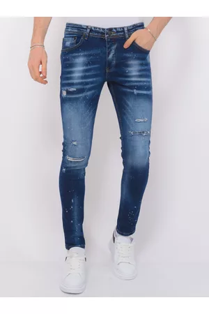 Local Fanatic Paint splatter ripped jeans slim fit