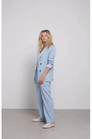 YAYA Dames Pantalon - 01-301043-303 pantalon met steekzakken en middelhoge taille in rechte fit blizzard blue