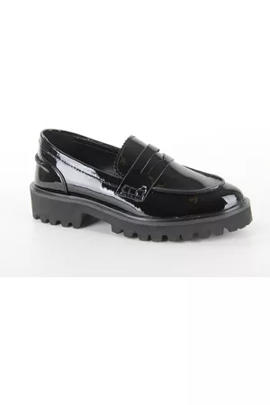 La Strada Dames Loafers - 2002015 black wrinkle patent dames instappers gekleed