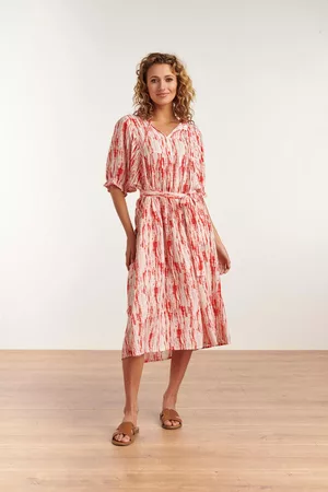 Smashed Lemon Dames Geprinte jurken - Women florette coral printed belted maxi dress