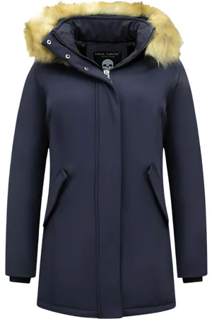 Matogla Winterjas met imitatie bontkraag slim fit