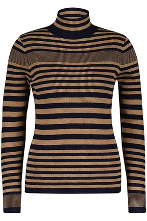 Red Button Top srb4068 roll neck camel/navy