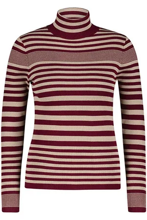 Red Button Top srb4068 roll neck plum/clay