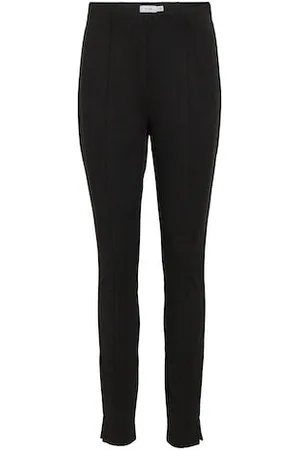 Vila structured high waist leggings with pintuck and split front