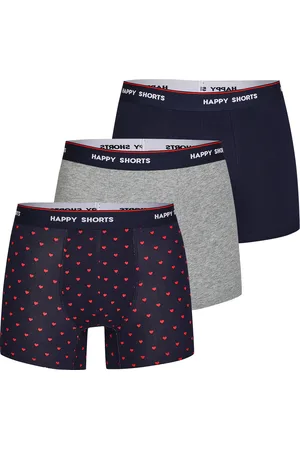 HAPPY SHORTS 3-pack boxershorts heren d848 hartjes print blauw/grijs