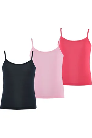 Apollo Meisjes bamboe singlet hemden 3-pack blauw roze rood spaghettibandjes onderhemd