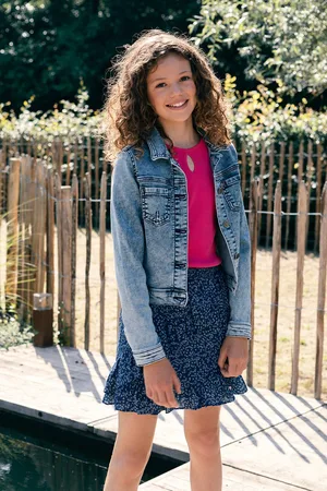 LOOXS Revolution Fluo pink rib t-shirt keyholes voor meisjes in de kleur