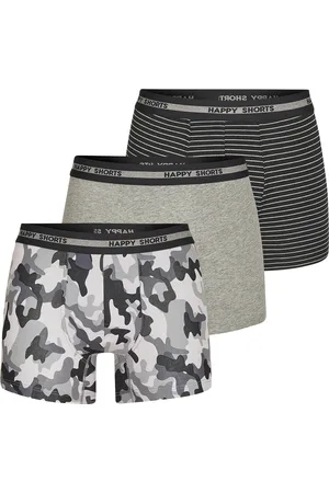 HAPPY SHORTS 3-pack boxershorts heren camouflage print grijs