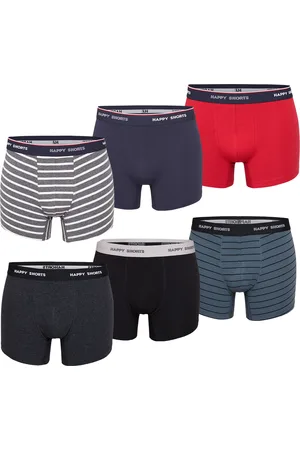 HAPPY SHORTS Boxershorts heren multipack 6-pack grijs / gestreept