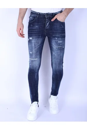 Local Fanatic Donker slim fit jeans met gaten 1101