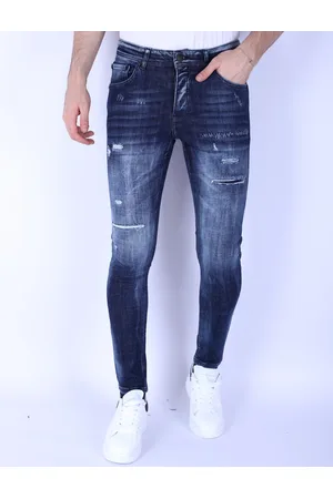 Local Fanatic Donker slim fit jeans met gaten 1101