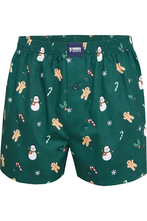 HAPPY SHORTS Wijde kerst boxershort heren sneeuwpop + gingerbread