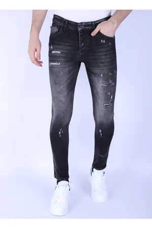 Local Fanatic Slim fit stone wash jeans met gaten 1102