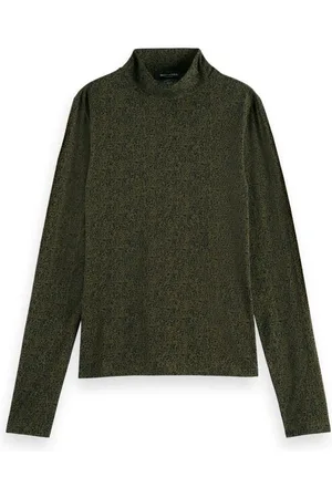 Scotch&Soda 174831 6670 all over printed mockneck long sleeved shirt leopard spot green