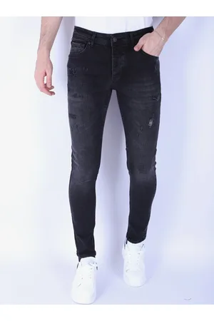 Local Fanatic Stone washing slim fit jeans met stretch 1105