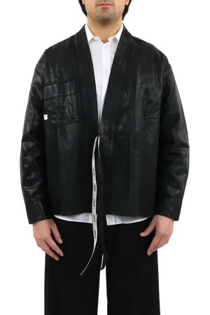 AMBUSH Heren coated denim kimono shirt blac