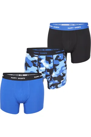 HAPPY SHORTS Heren boxershorts trunks camouflage blauw/zwart 3-pack