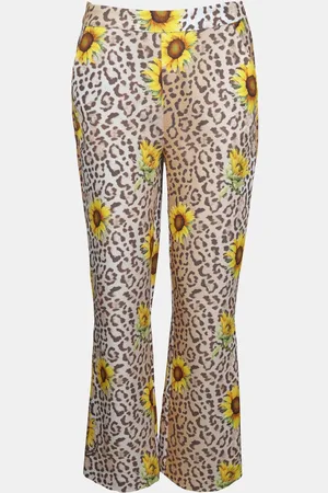 MUCHO GUSTO Broek lesbos luipaardprint met zonnebloemen