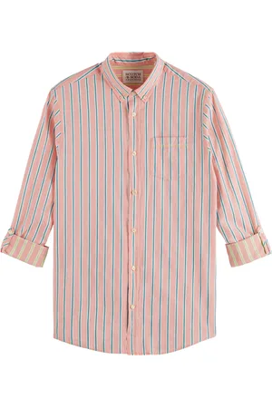 Scotch&Soda Dobby stripe roll up sleeves coral stripe
