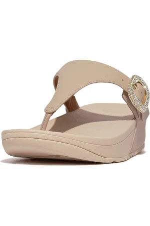 FitFlop Lulu crystal-buckle leather toe-post sandals