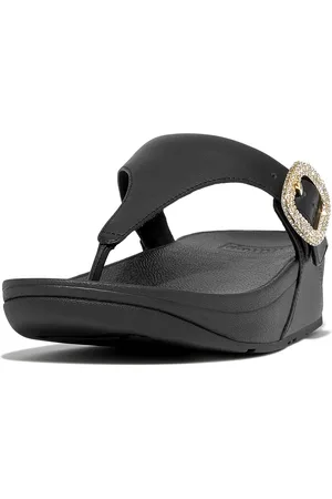 FitFlop Lulu crystal-buckle leather toe-post sandals