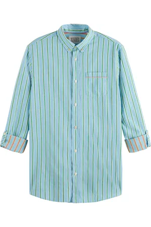 Scotch&Soda Dobby stripe roll up sleeves blue stripe