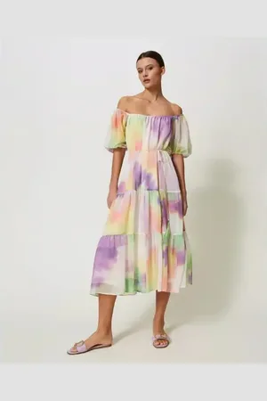 Twin-Set Midi-jurk met tie-dye-effect
