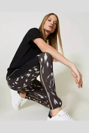 Twin-Set Legging met print en kant