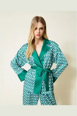 Twin-Set Kimono 10029 bic. t. new poi/green flag