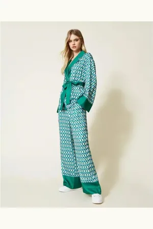 Twin-Set Pantalone 10029 bic. t. new poi/green flag