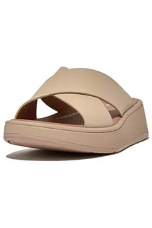 FitFlop F-mode leather flatform cross slides