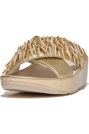 FitFlop Rumba beaded metallic cross slides