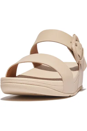 FitFlop Lulu covered-buckle raw-edge leather slides